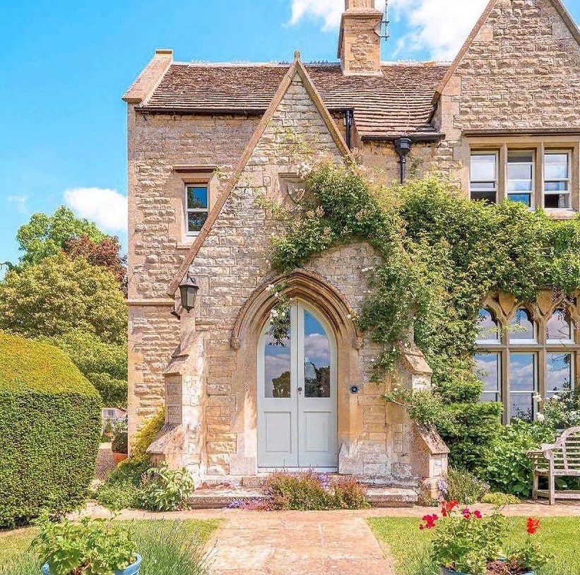 beautiful English Old Rectory converted stone built house in countryside