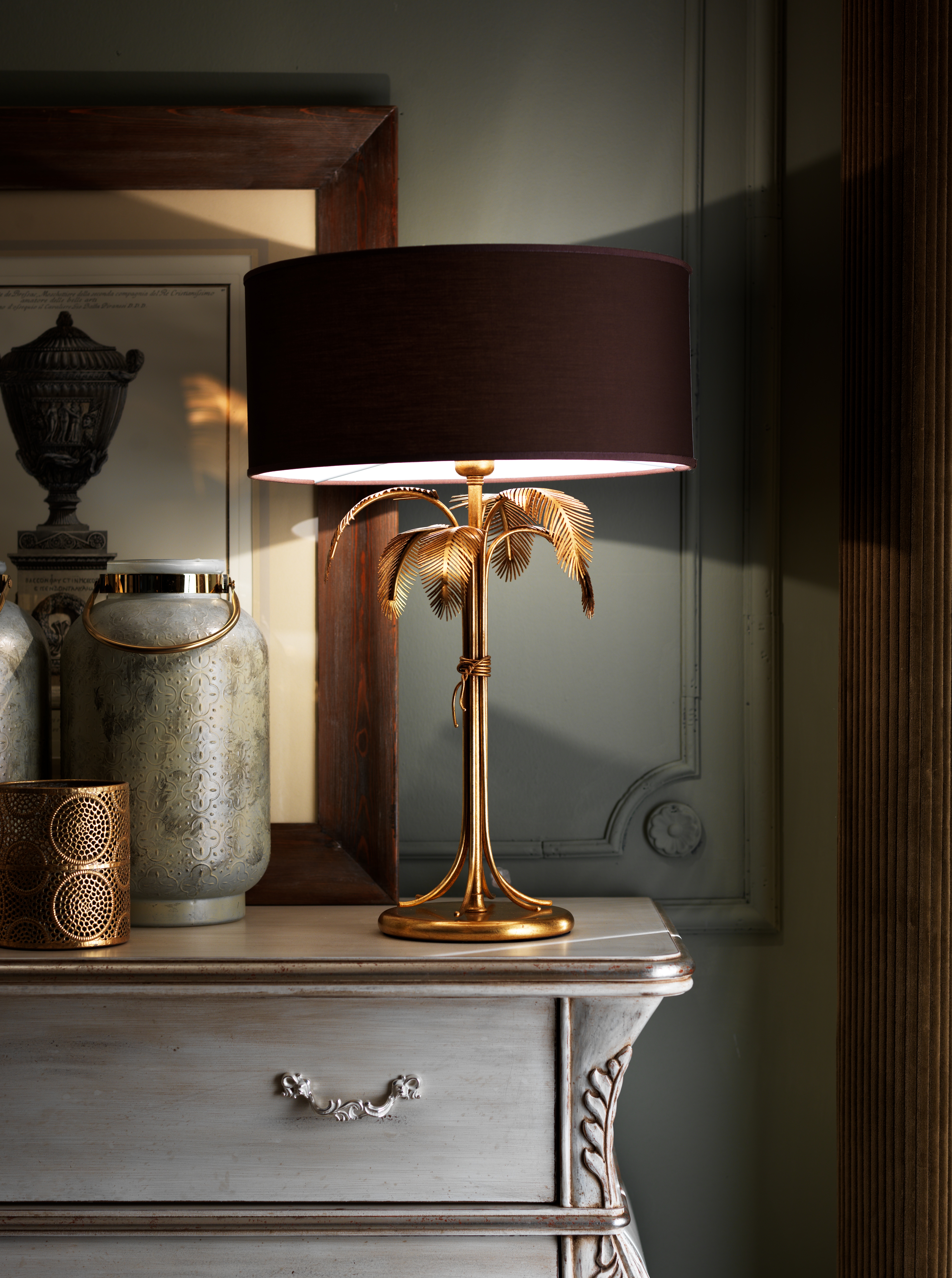 Elegant gold lamp in Parisian interiors