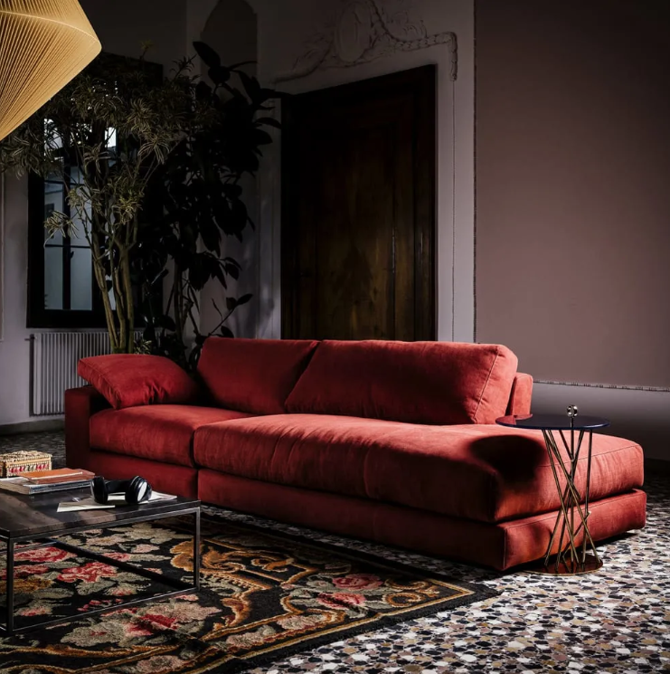 luxury red chaise sofa interior design