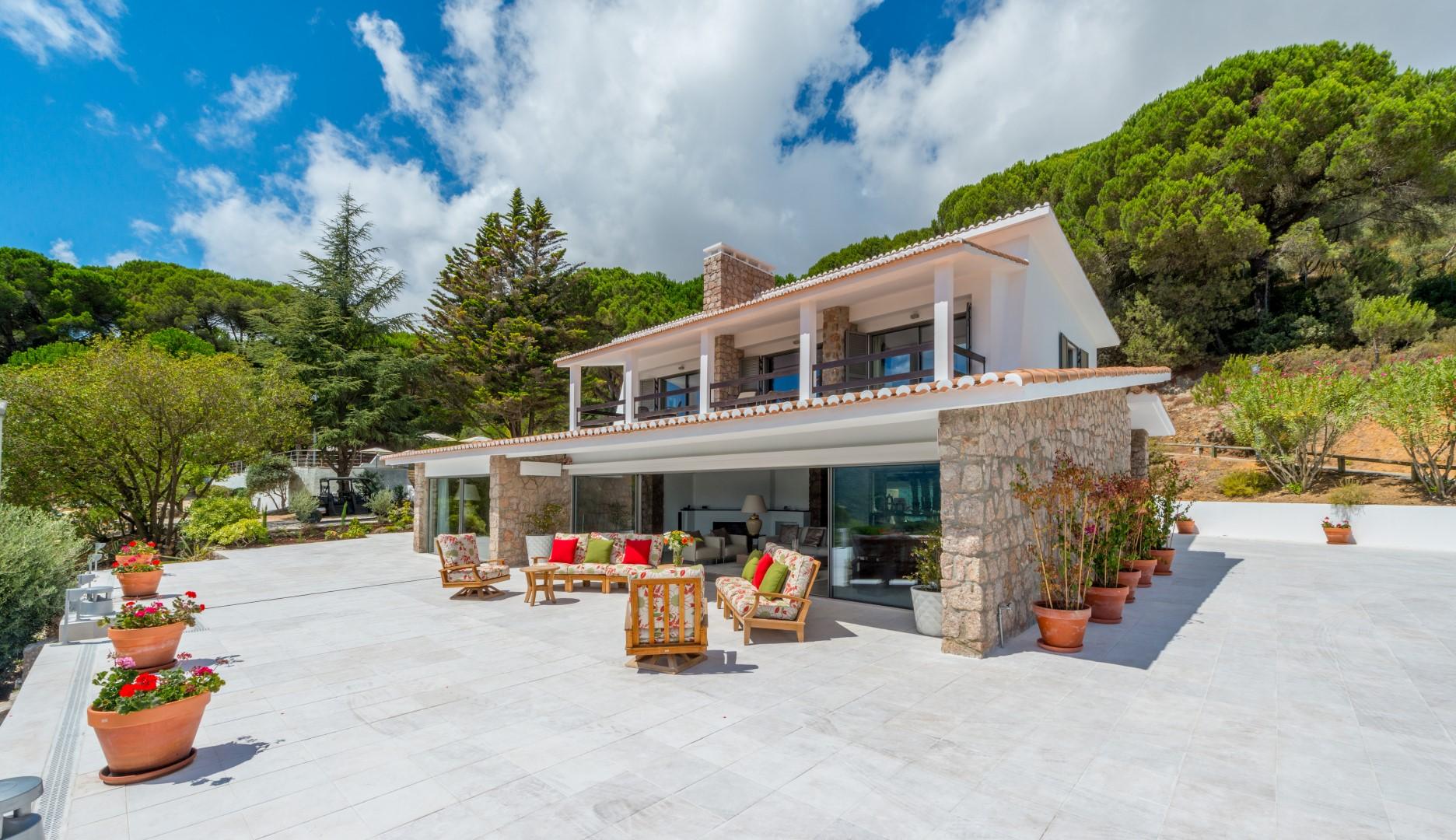 luxury stone contemporary farmhouse villa in hills in Portugal