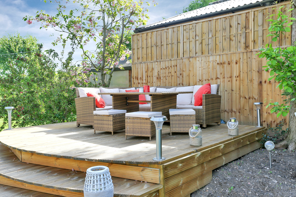 Lemon & Lime Interiors outdoor decking with garden rattan furniture