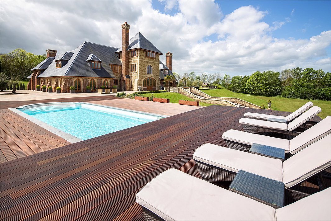Modern mansion manor house with pool helipad for sale