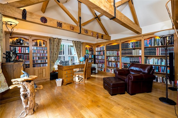 work from home office and traditional personal library reading room 