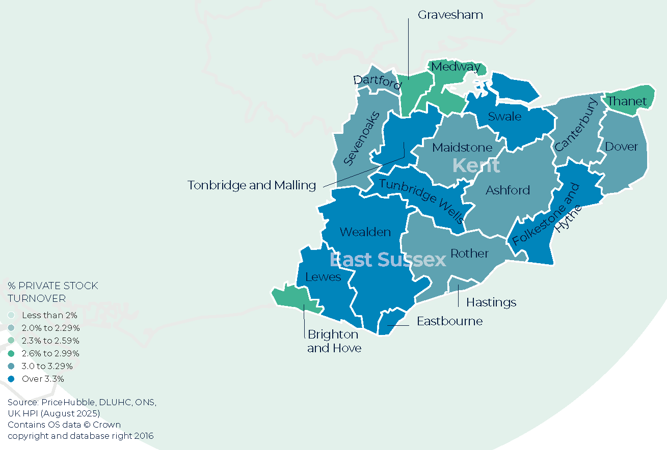 South East Home Counties, Kent and East Sussex Winter Map