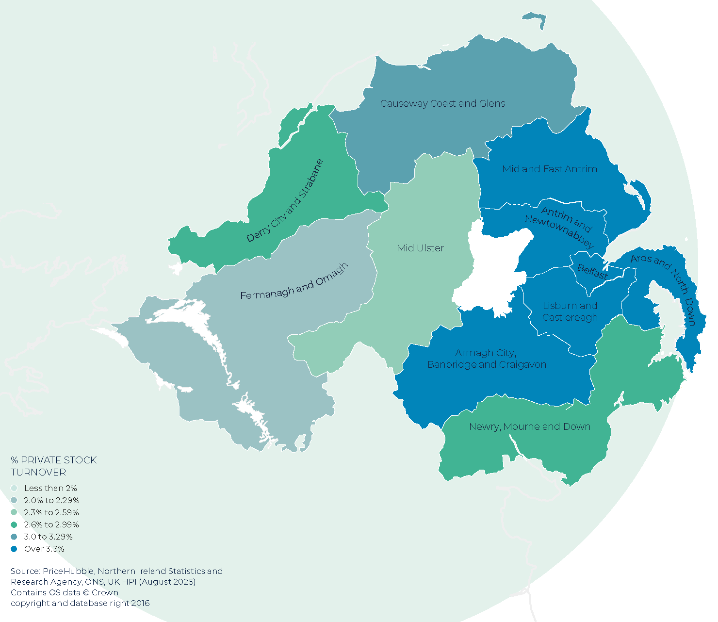 Northern Ireland Winter Map