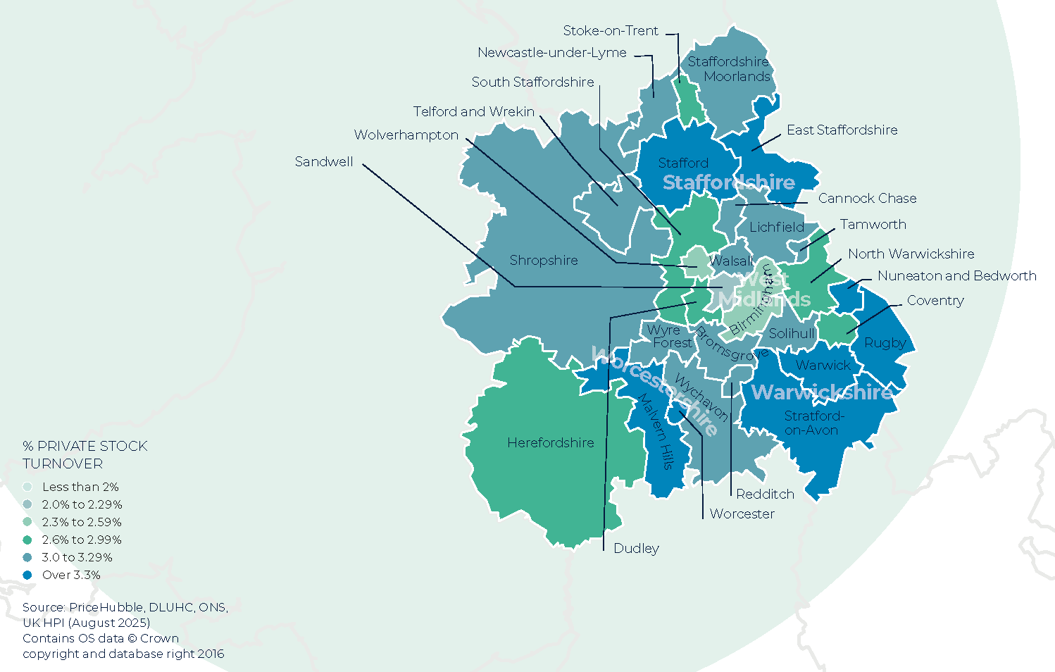 West Midlands Winter Map
