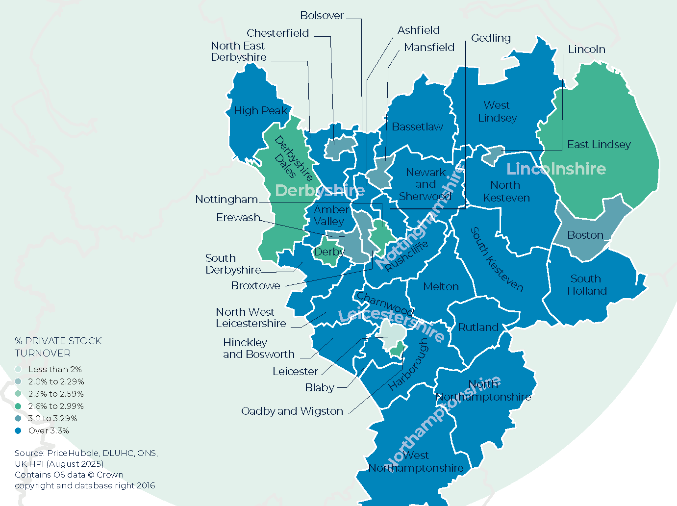 East Midlands Winter Map