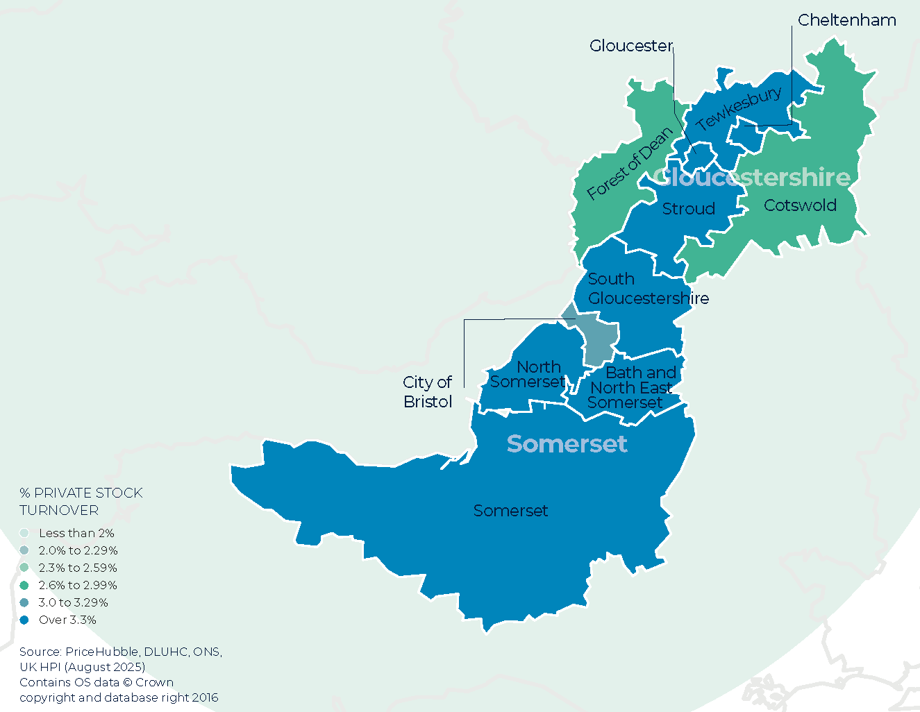 West of England Winter Map