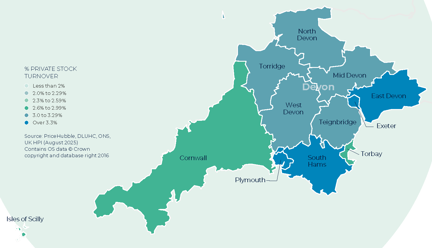 Devon and Cornwall Winter Map