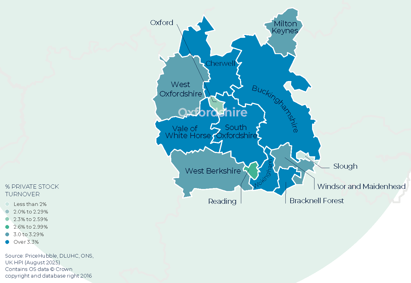 Thames Valley, Berkshire, Oxfordshire, Buckinghamshire Winter Map