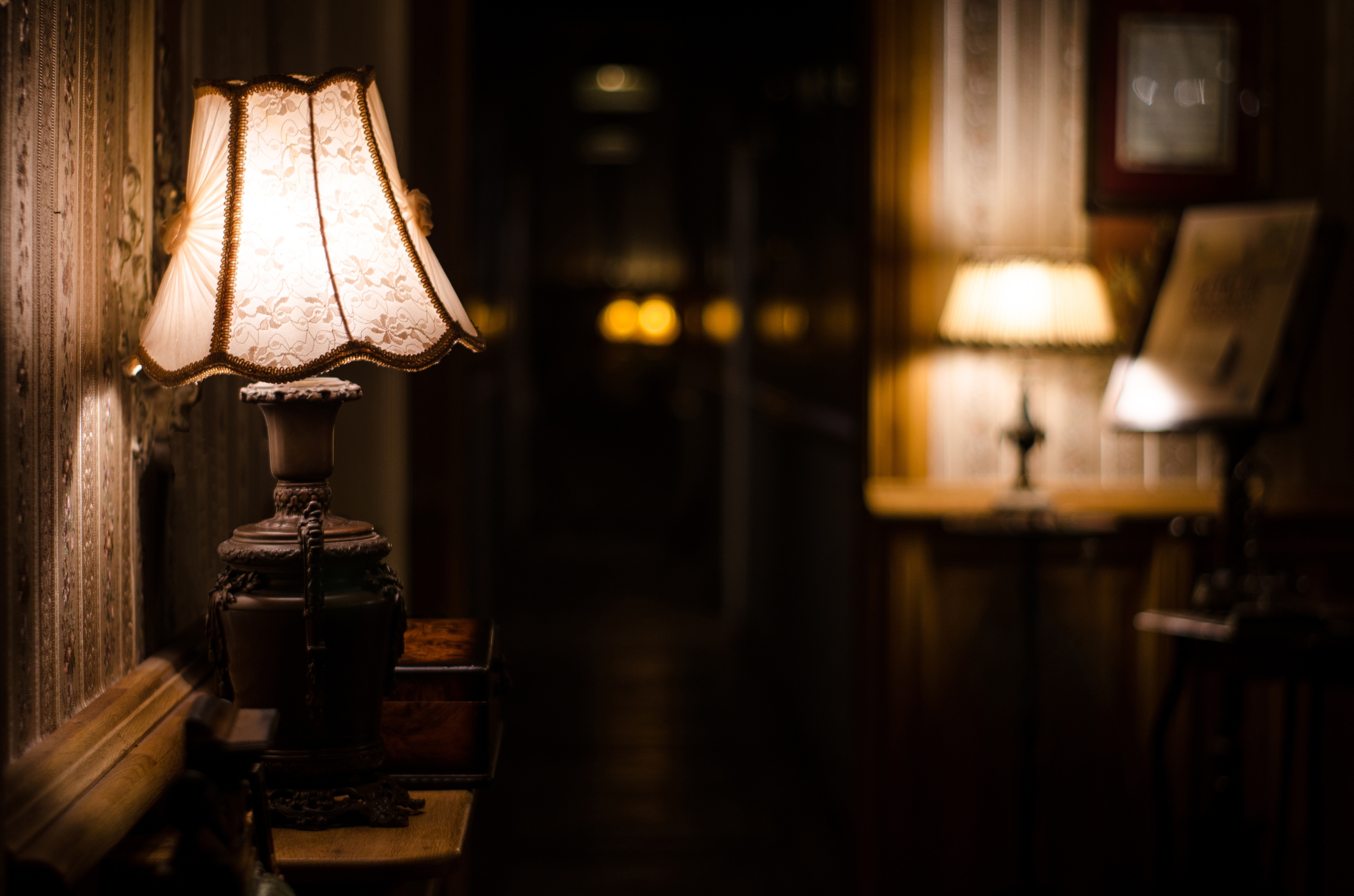 flickering old antique lamp vintage interior night