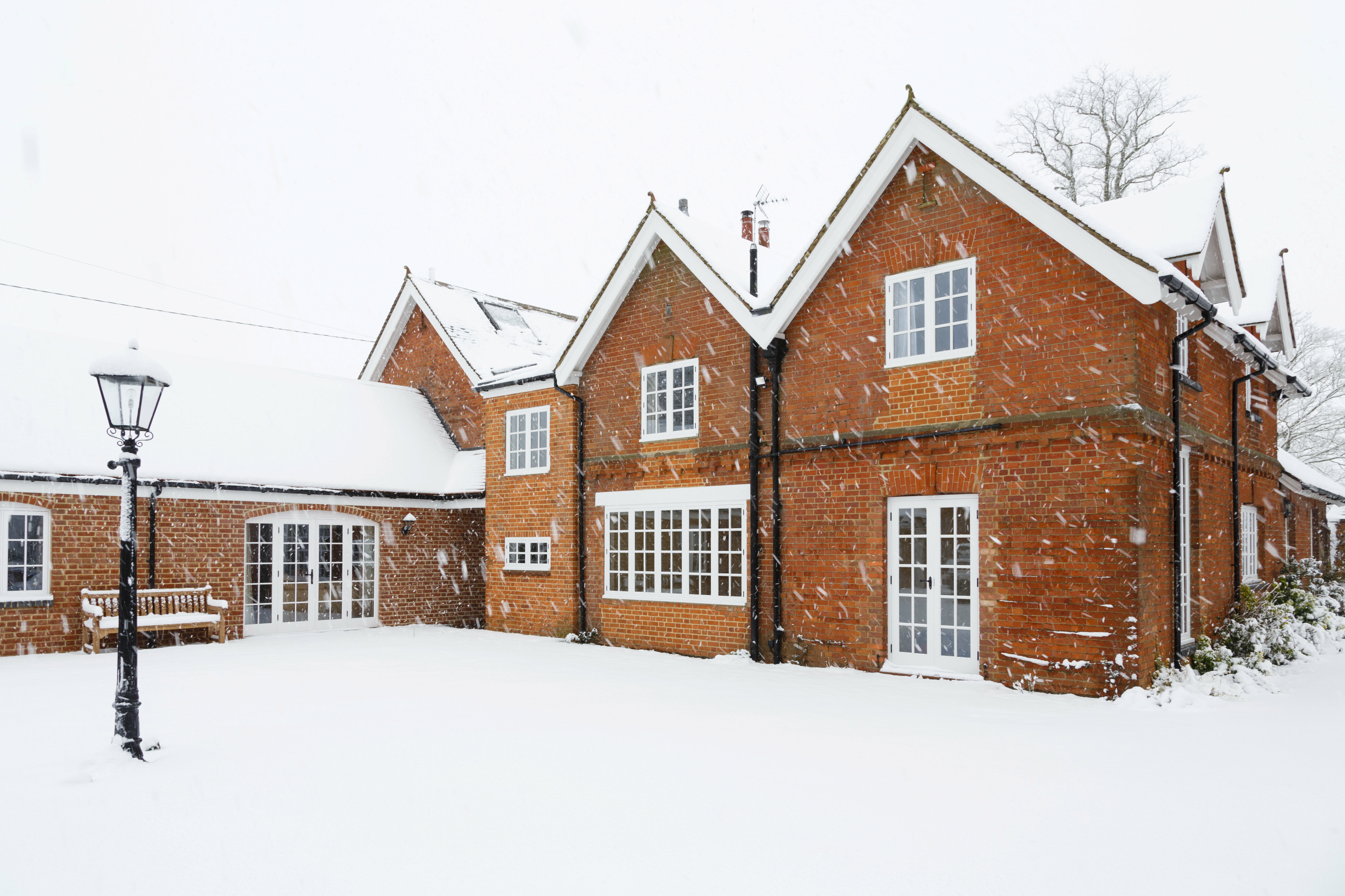 Large Victorian house in winter