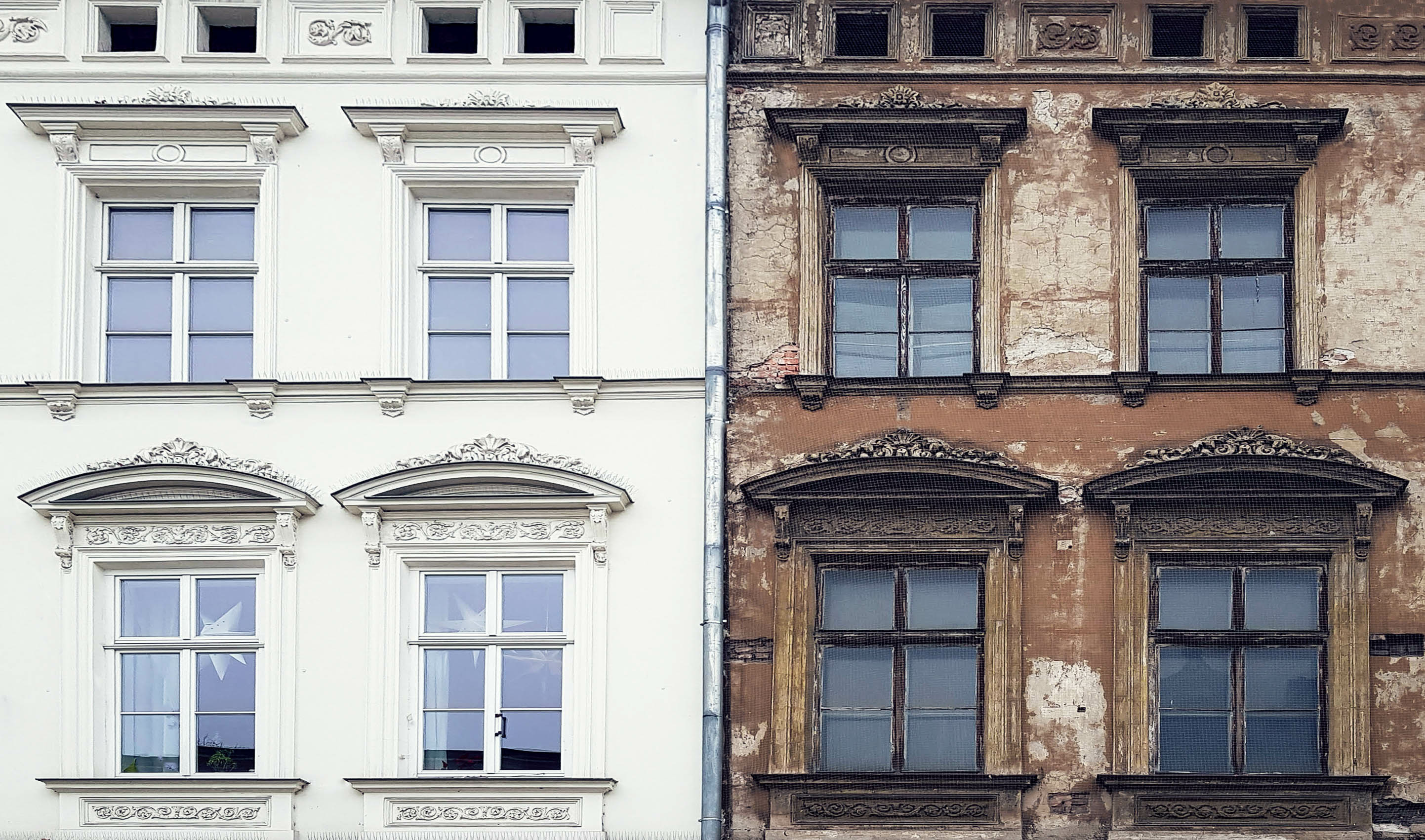 old and new terrace house