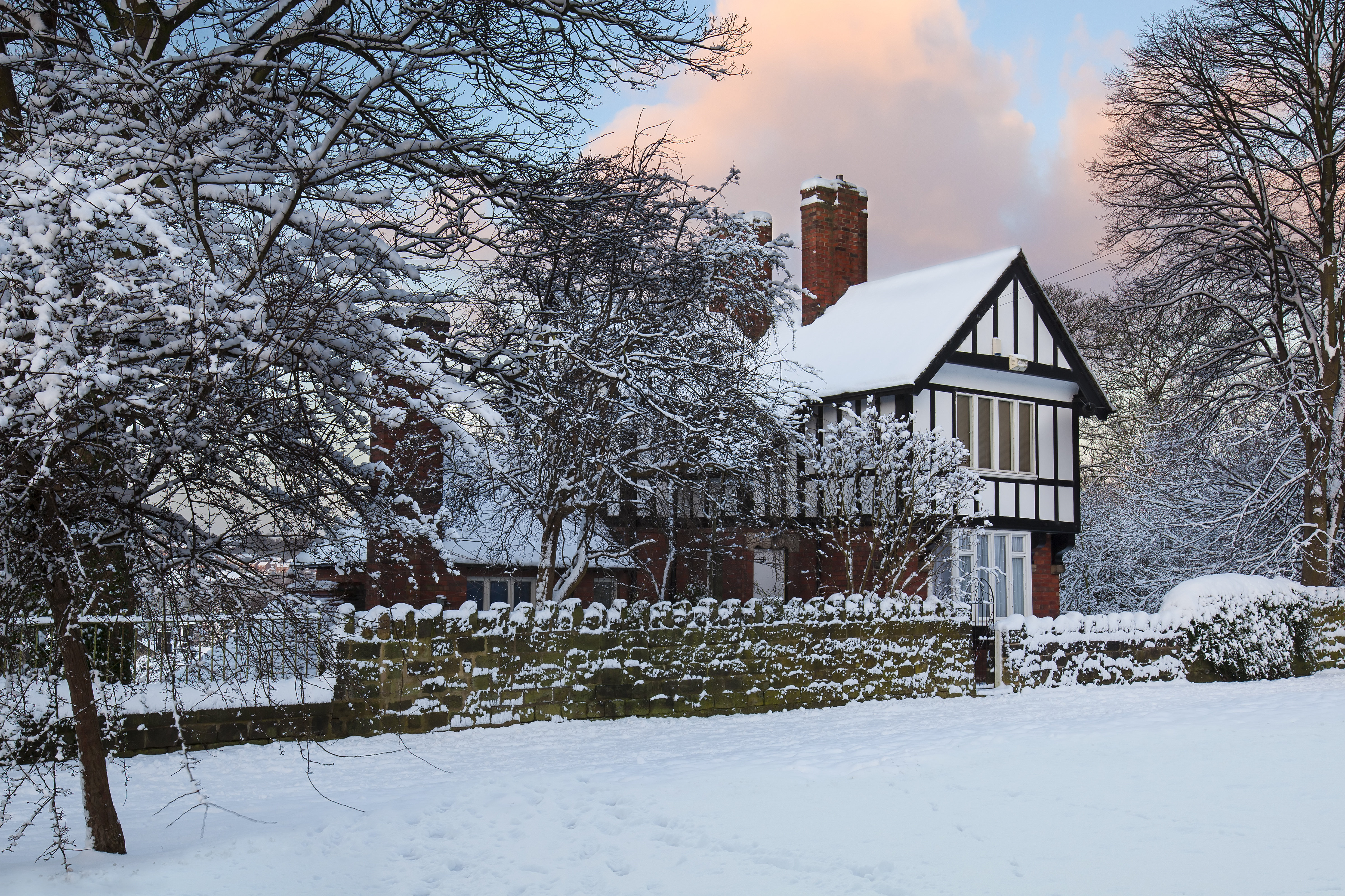 Snowed-in House on Morris Lane in Leeds, Yorkshire, UK