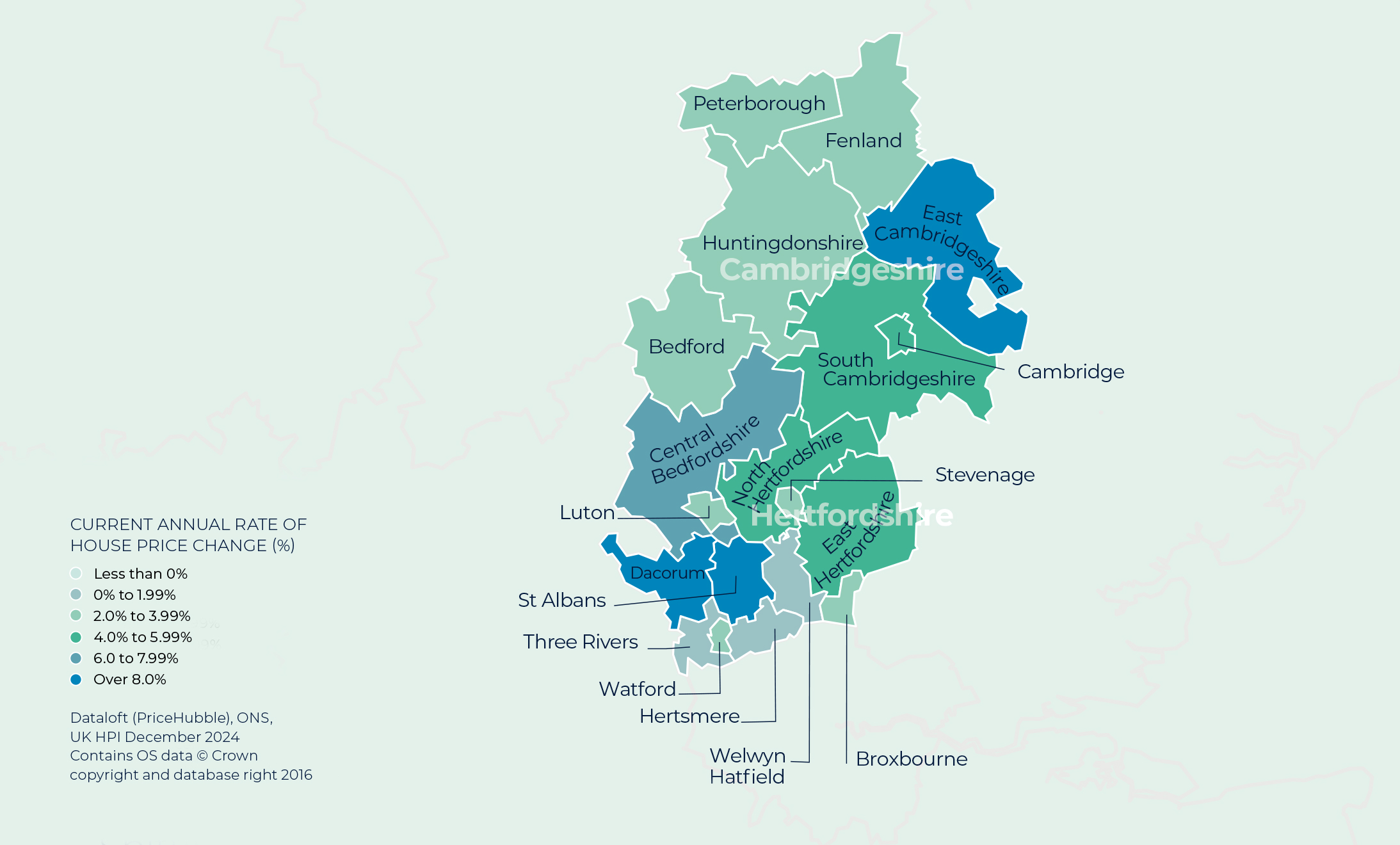 Herts, Beds and Cambridgeshire (East) Map