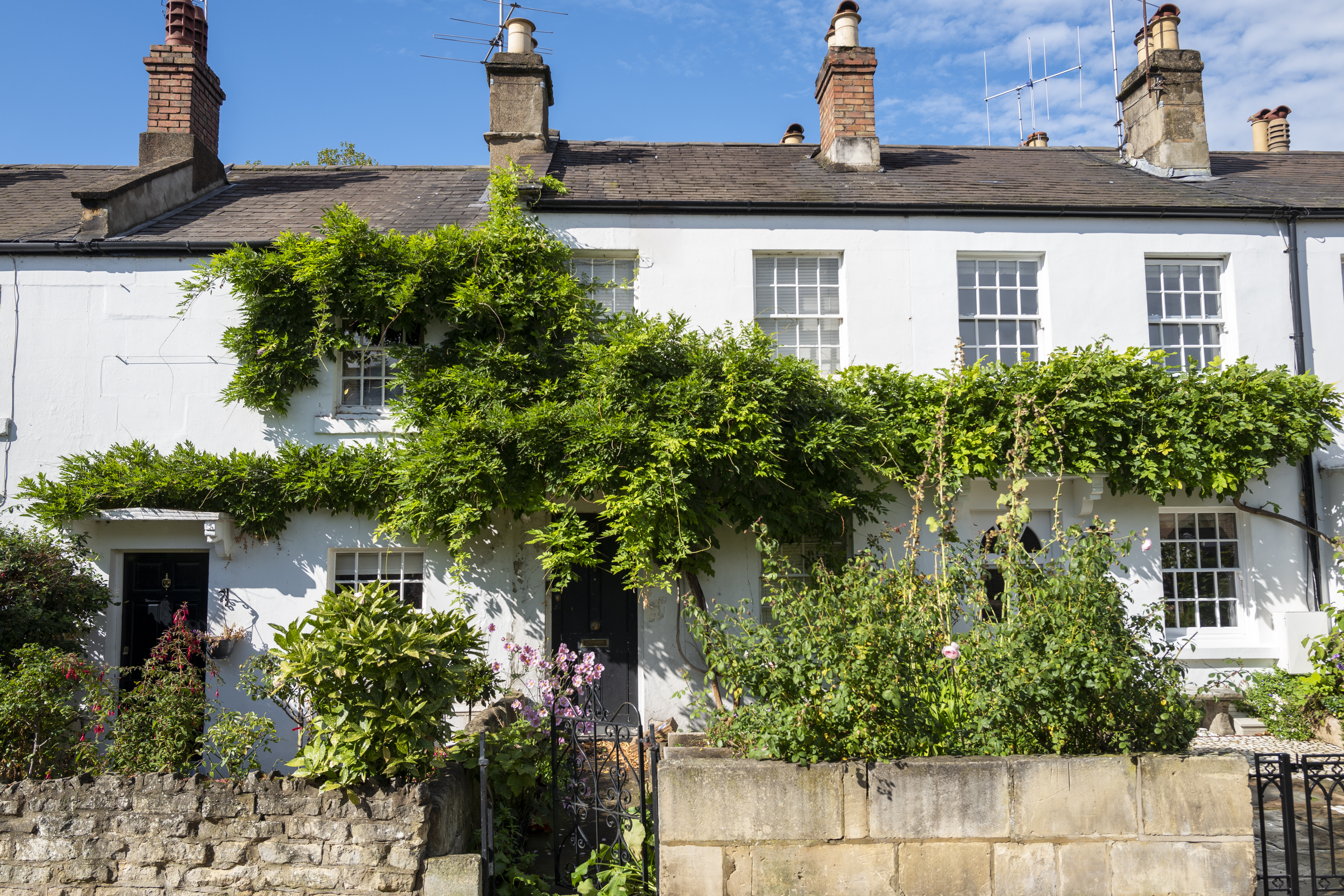 Typical English row of terraced cottages