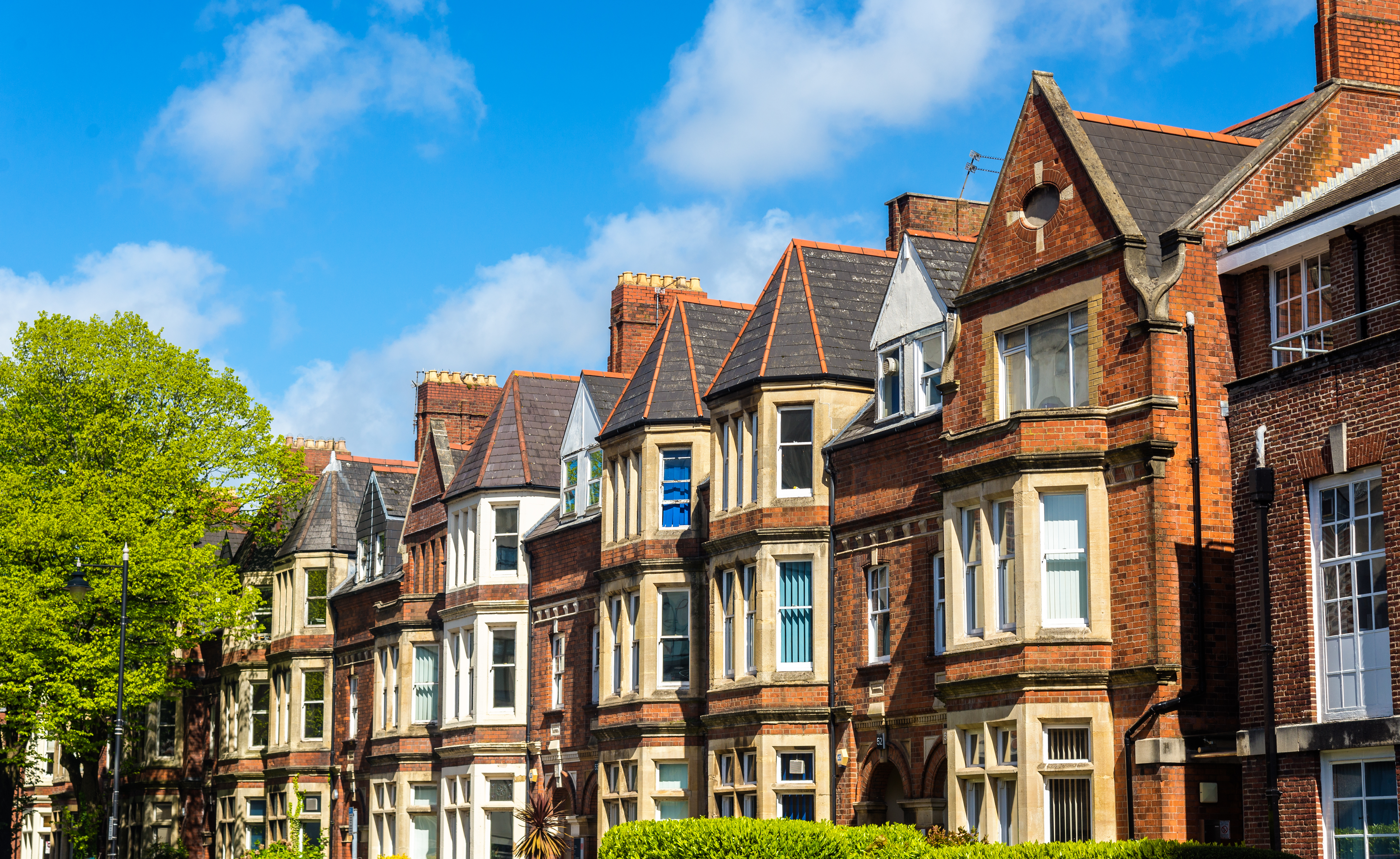 Typical residential brick houses in Cardiff, Wales