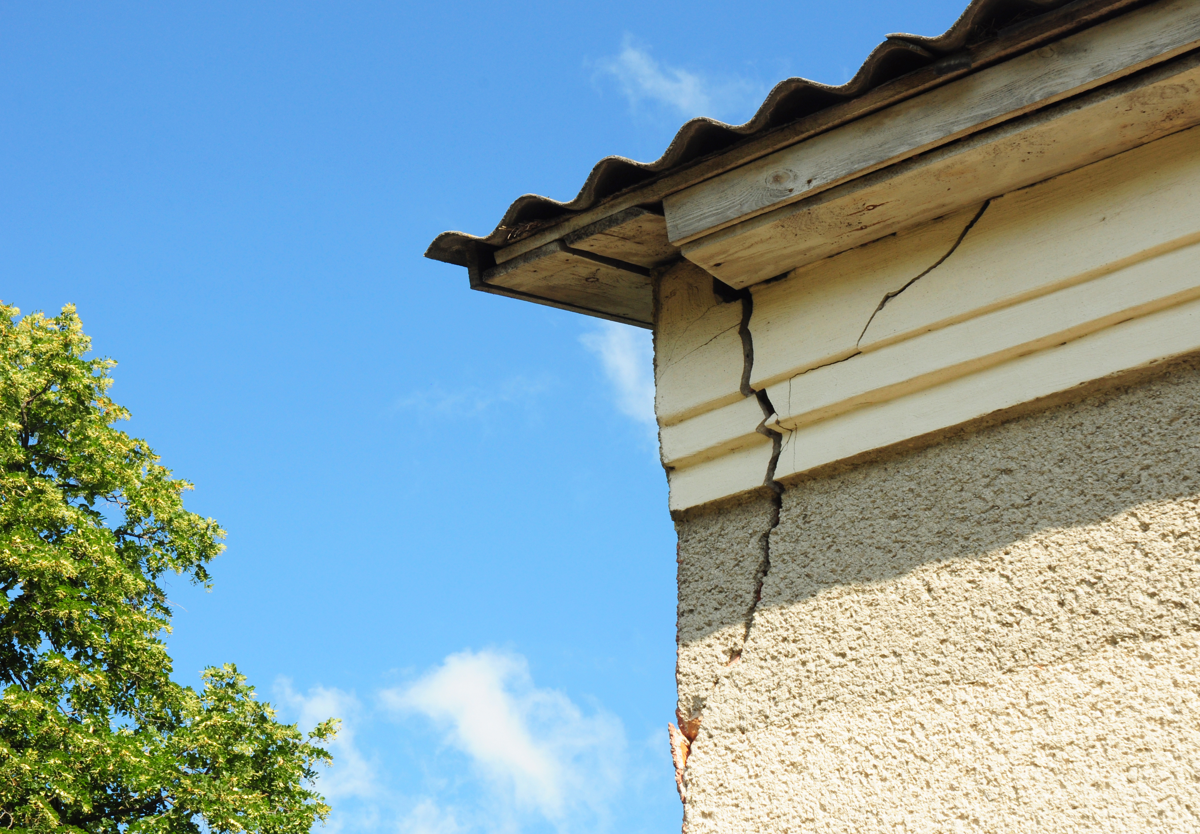 close up on cracked house corner