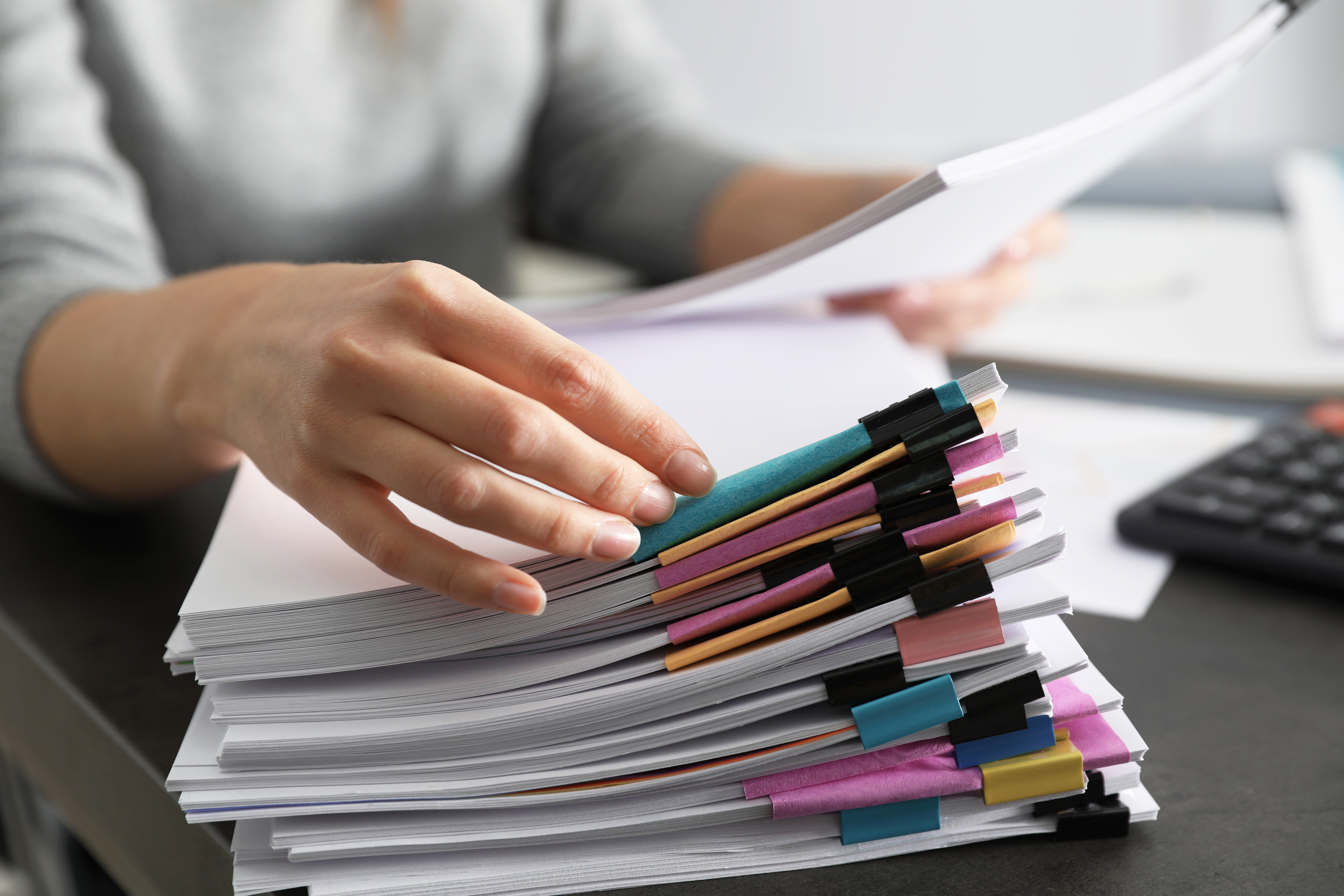 organised documents in office
