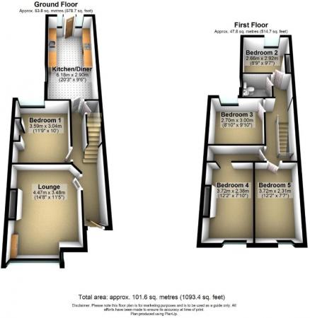 5 bedroom Terraced House to let in Whitby Avenue, Fallowfield, Manchester, M14