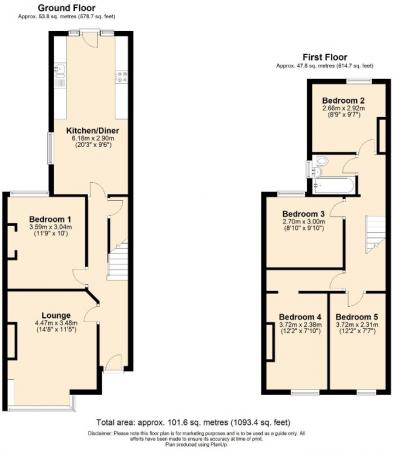 5 bedroom Terraced House to let in Whitby Avenue, Fallowfield, Manchester, M14