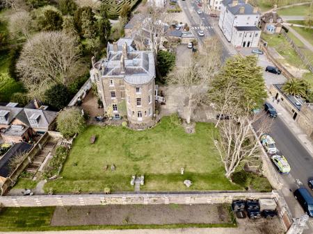 Aerial shot & boundary wall to Palace gardens