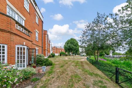 Private Patio to Communal Gardens and River Mole View