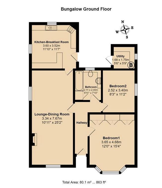 2 bedroom Bungalow for sale in Brynna