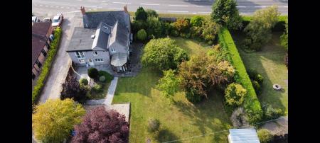 Aearial shot of rear of house and garden