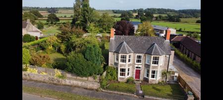 aerial shot of front of house